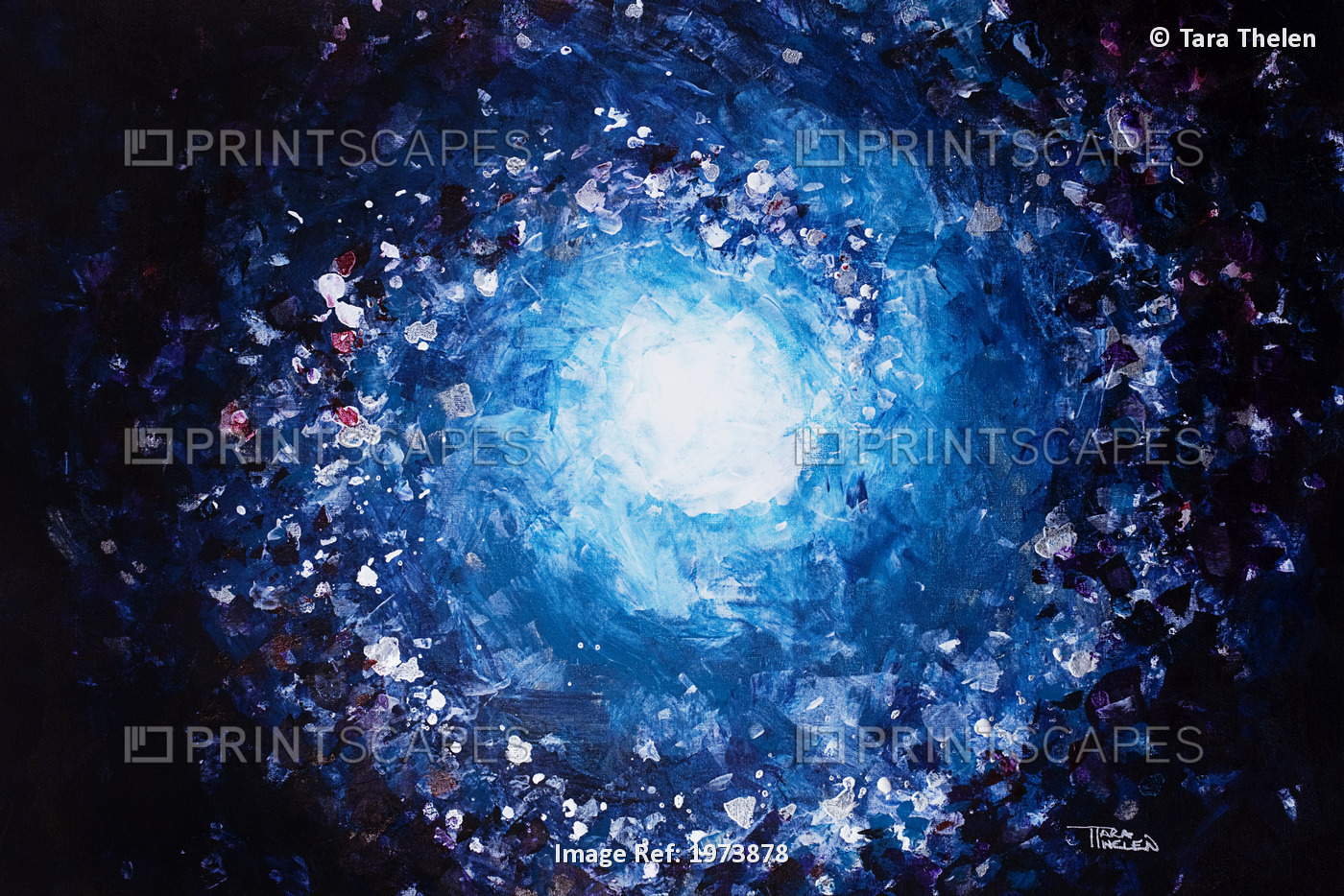 Moon, Abstract Of Blue Cosmic Spiral / Vortex, Energetic And Vibrant (Acrylic ...