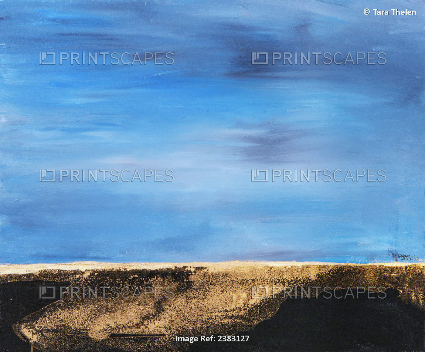 Painting Of Brown Land Meeting Blue Sky