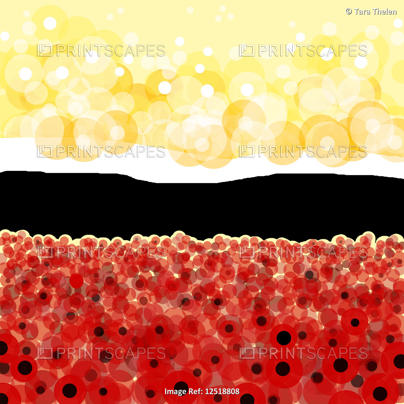 Field of Red Poppies with Golden Sky